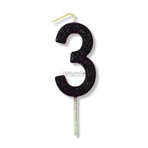Vela Gibreada Numero 3 Color Negro 11cm