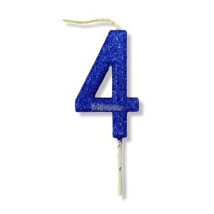 Vela Gibreada Numero 4 Color Azul 11cm