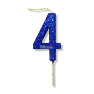 Vela Gibreada Numero 4 Color Azul 11cm