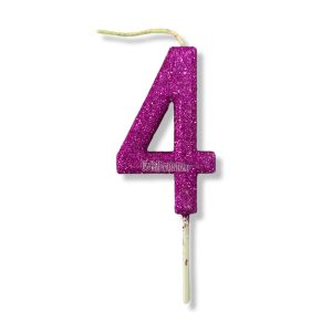 Vela Gibreada Numero 4 Color Fucsia 11cm