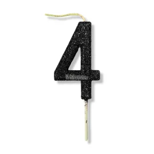 Vela Gibreada Numero 4 Color Negro 11cm