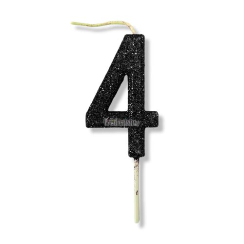 Vela Gibreada Numero 4 Color Negro 11cm