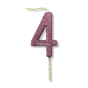 Vela Gibreada Numero 4 Color Rosa Gold 11cm