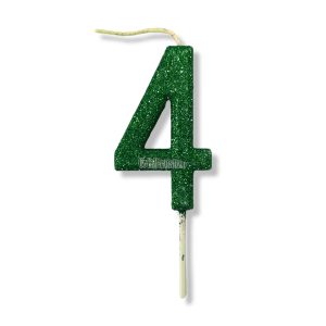 Vela Gibreada Numero 4 Color Verde Oscuro 11cm