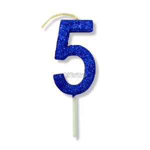 Vela Gibreada Numero 5 Color Azul 11cm