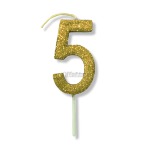 Vela Gibreada Numero 5 Color Dorado 11cm