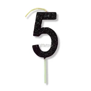 Vela Gibreada Numero 5 Color Negro 11cm