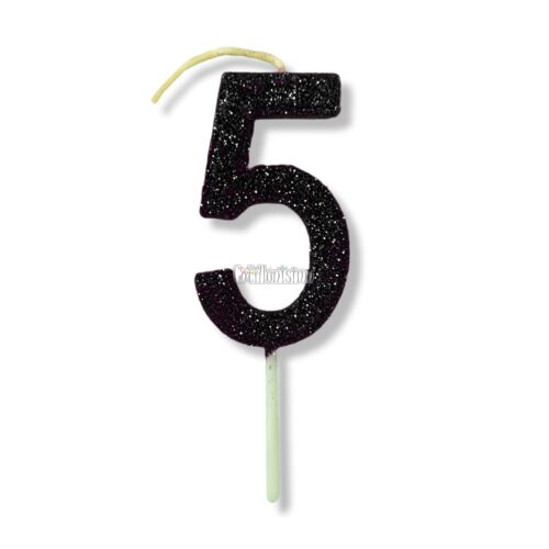 Vela Gibreada Numero 5 Color Negro 11cm