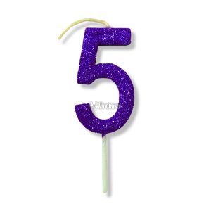 Vela Gibreada Numero 5 Color Violeta 11cm