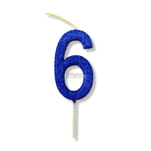 Vela Gibreada Numero 6 Color Azul 11cm