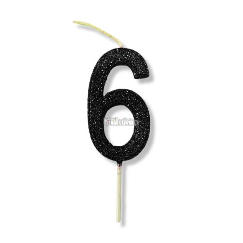 Vela Gibreada Numero 6 Color Negro 11cm