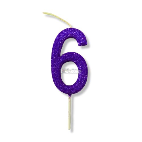 Vela Gibreada Numero 6 Color Violeta 11cm