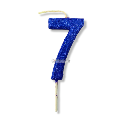 Vela Gibreada Numero 7 Color Azul 11cm
