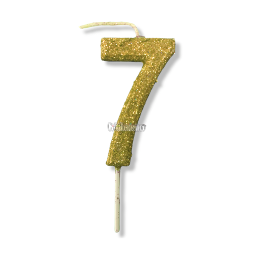 Vela Gibreada Numero 7 Color Dorado 11cm
