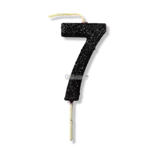 Vela Gibreada Numero 7 Color Negro 11cm