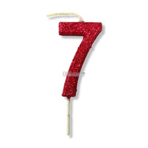 Vela Gibreada Numero 7 Color Rojo 11cm