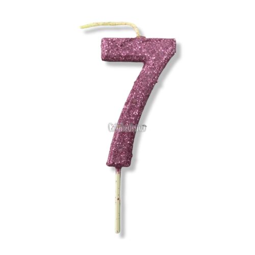 Vela Gibreada Numero 7 Color Rosa Gold 11cm