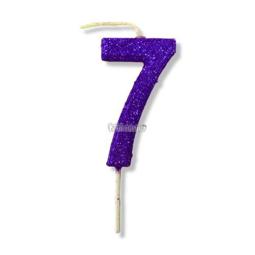 Vela Gibreada Numero 7 Color Violeta 11cm
