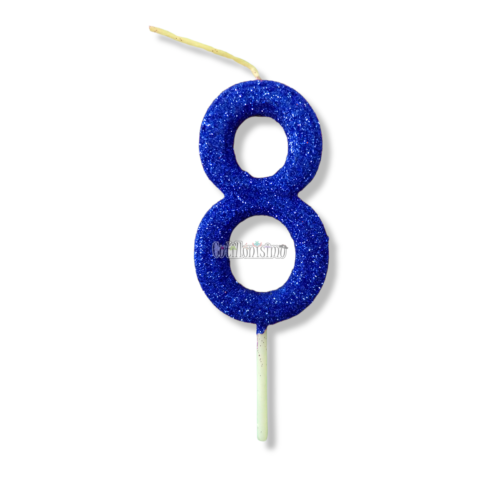 Vela Gibreada Numero 8 Color Azul 11cm