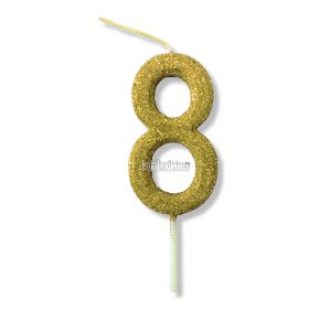 Vela Gibreada Numero 8 Color Dorado 11cm