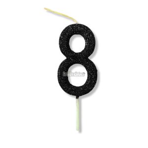 Vela Gibreada Numero 8 Color Negro 11cm