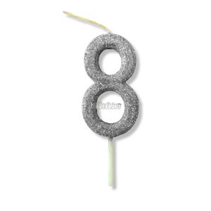 Vela Gibreada Numero 8 Color Plateado 11cm