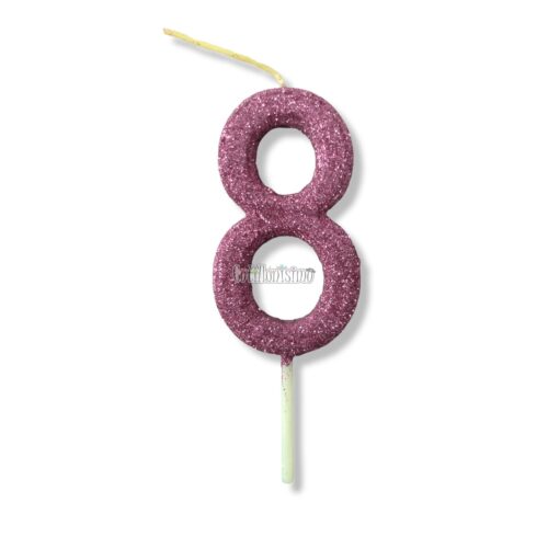 Vela Gibreada Numero 8 Color Rosa Gold 11cm