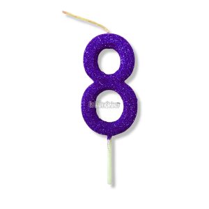Vela Gibreada Numero 8 Color Violeta 11cm