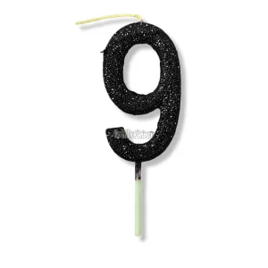Vela Gibreada Numero 9 Color Negro 11cm