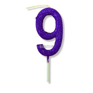 Vela Gibreada Numero 9 Color Violeta 11cm
