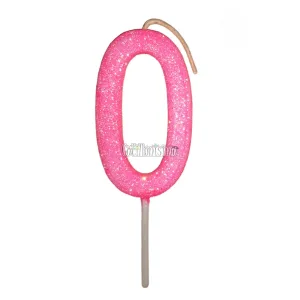 Vela Gibreada Numero 0 Color Rosa Chicle 11cm