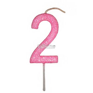 Vela Gibreada Numero 2 Color Rosa Chicle 11cm