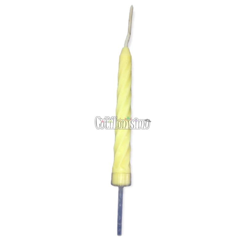 Vela Irrompible Torneada Plastico Amarilla Pastel 16cm