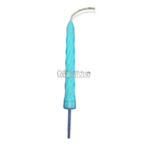 Vela Irrompible Torneada Plastico Celeste Pastel 16cm