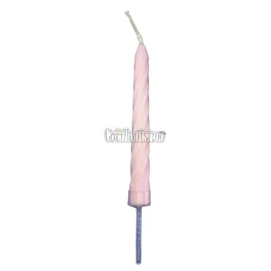 Vela Irrompible Torneada Plastico Rosa Pastel 16cm