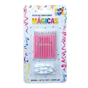 Vela Torneada Magica Magenta X10u con 10 Bases