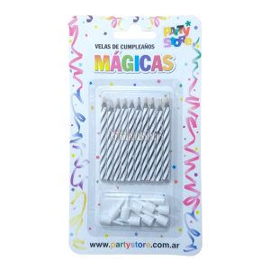 Vela Torneada Magica Blanco X10u con 10 Bases