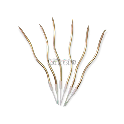 Vela Metalizada con Ondas x6u Color Dorado 15cm
