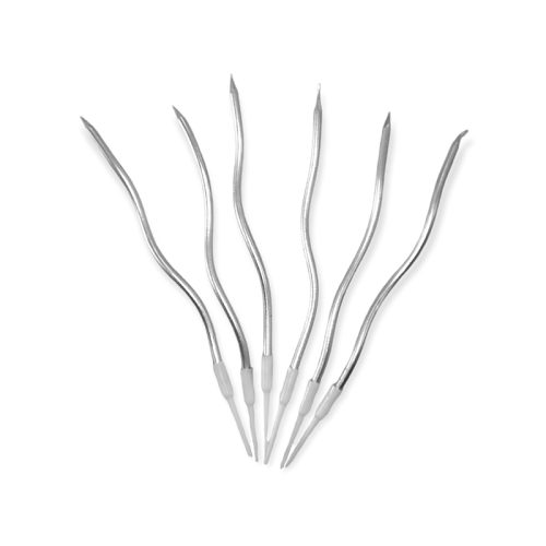 Vela Metalizada con Ondas x6u Color Plateado 15cm