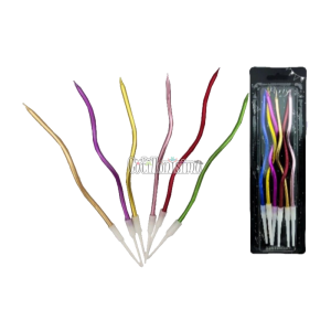 Vela Metalizada con Ondas x6u Multicolor 15cm