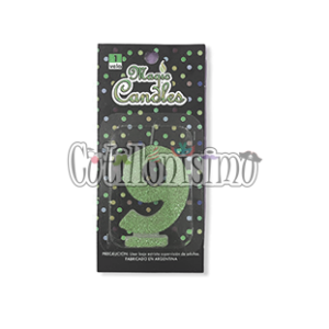 Vela Gibreada Numero 9 Color Verde Claro Magic Candles