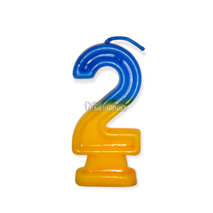 Vela Numero 2 Azul y Amarillo Boca