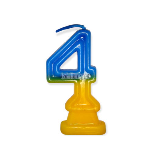 Vela Numero 4 Azul y Amarillo Boca