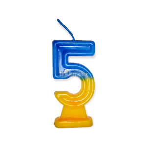 Vela Numero 5 Azul y Amarillo Boca