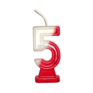 Vela Numero 5 Rojo y Blanco River
