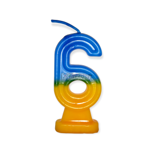 Vela Numero 6 Azul y Amarillo Boca