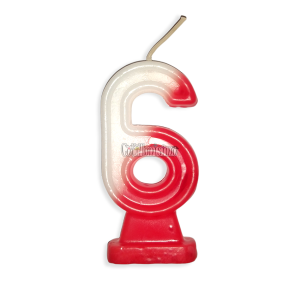 Vela Numero 6 Rojo y Blanco River