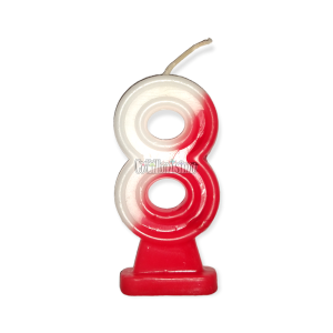 Vela Numero 8 Rojo y Blanco River