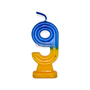 Vela Numero 9 Azul y Amarillo Boca