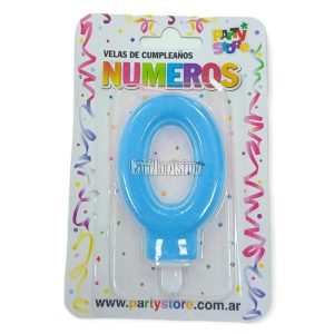 Vela Numero 0 Celeste Brillos
